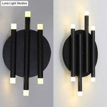 DecorBites™ Modern Black Wall Light with Round Backplate - 6-Light Metal Wall Lamp for Hallway and Bedside