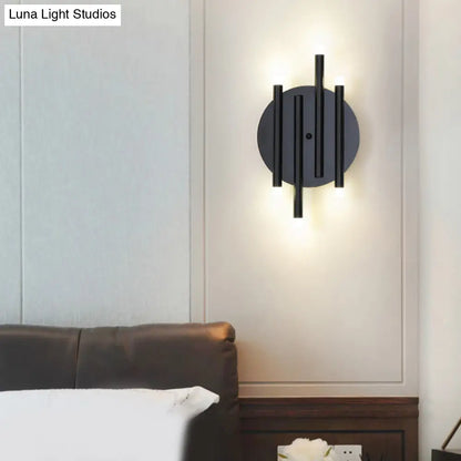 DecorBites™ Modern Black Wall Light with Round Backplate - 6-Light Metal Wall Lamp for Hallway and Bedside