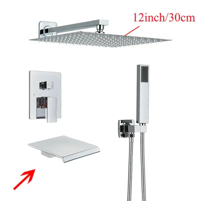 Modern black wall mounted shower system bathroom rainwater faucet