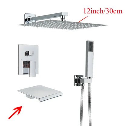 Modern black wall mounted shower system bathroom rainwater faucet