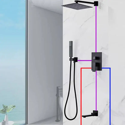 Modern black wall mounted shower system bathroom rainwater faucet