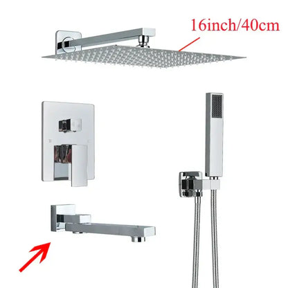 Modern black wall mounted shower system bathroom rainwater faucet