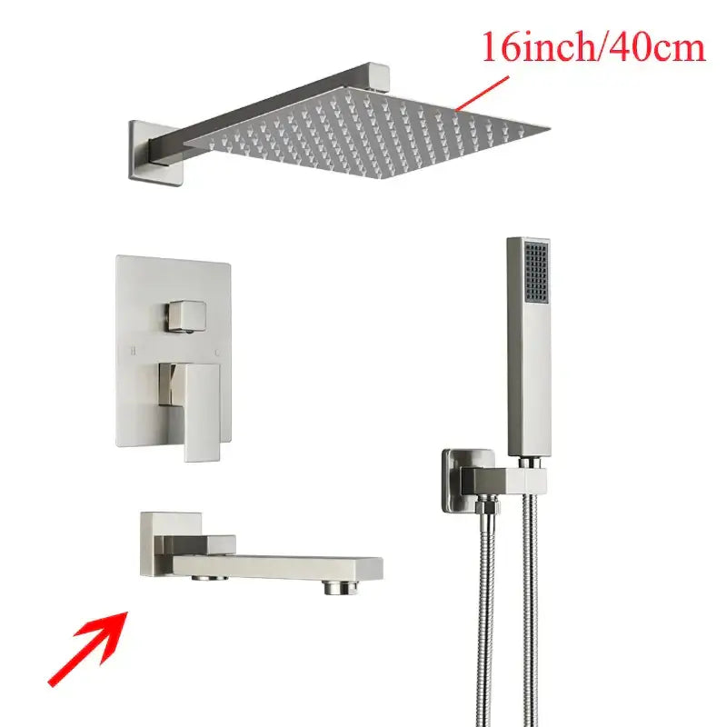 Modern black wall mounted shower system bathroom rainwater faucet
