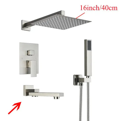 Modern black wall mounted shower system bathroom rainwater faucet