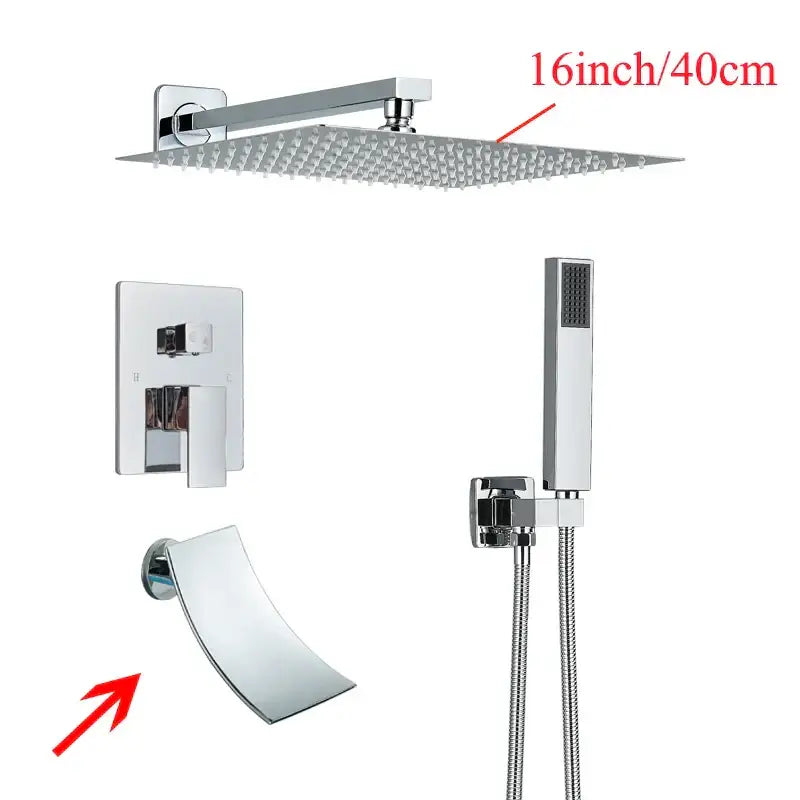 Modern black wall mounted shower system bathroom rainwater faucet