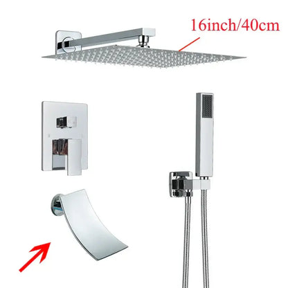 Modern black wall mounted shower system bathroom rainwater faucet