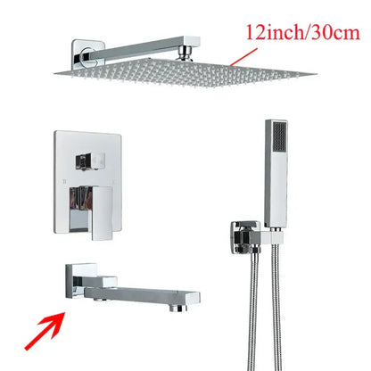 Modern black wall mounted shower system bathroom rainwater faucet