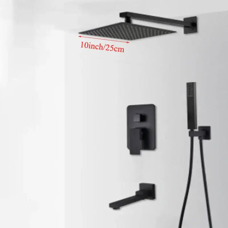 Modern black wall mounted shower system bathroom rainwater faucet