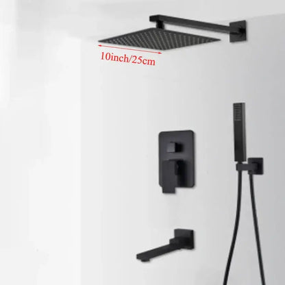 Modern black wall mounted shower system bathroom rainwater faucet