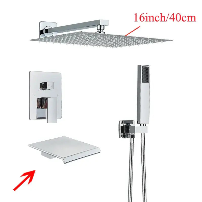 Modern black wall mounted shower system bathroom rainwater faucet