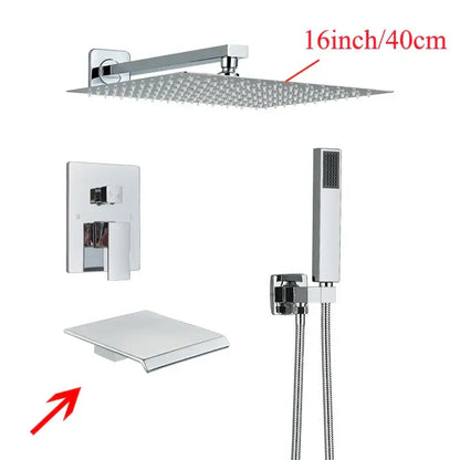 Modern black wall mounted shower system bathroom rainwater faucet