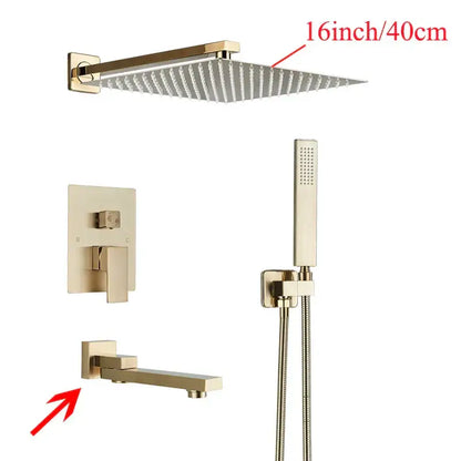 Modern black wall mounted shower system bathroom rainwater faucet
