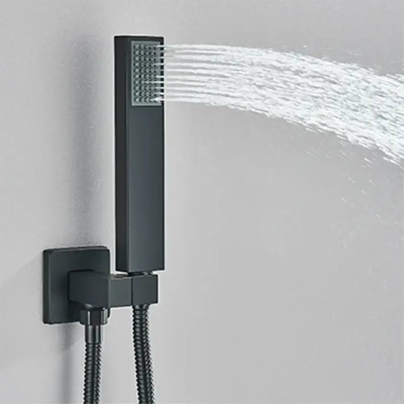 Modern black wall mounted shower system bathroom rainwater faucet