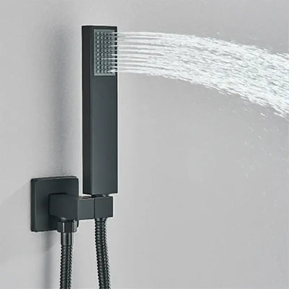 Modern black wall mounted shower system bathroom rainwater faucet