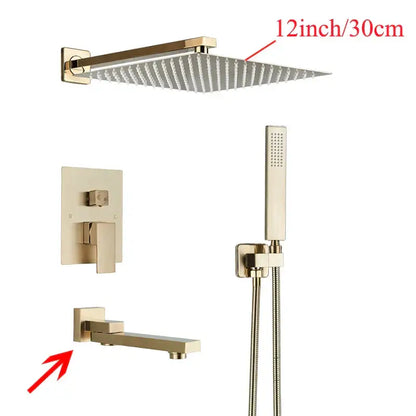 Modern black wall mounted shower system bathroom rainwater faucet