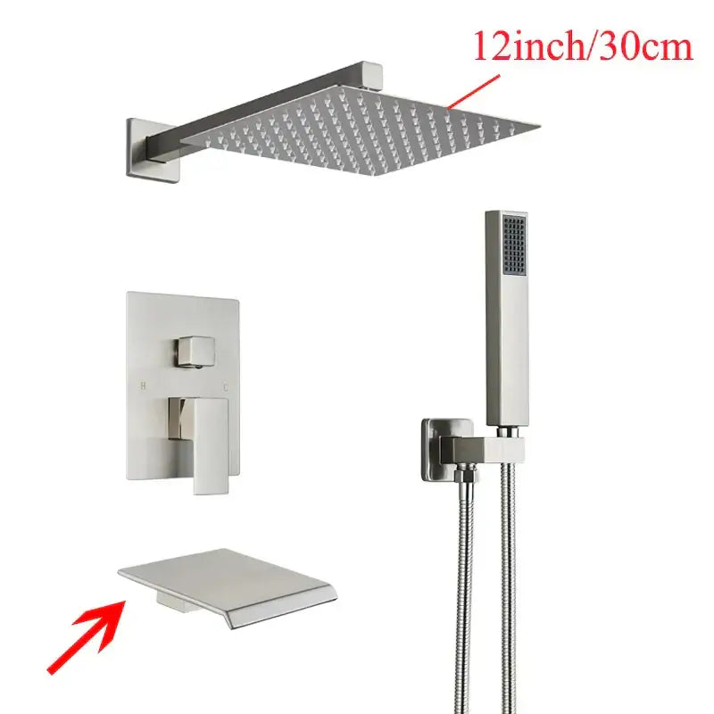 Modern black wall mounted shower system bathroom rainwater faucet