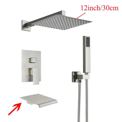 Modern black wall mounted shower system bathroom rainwater faucet