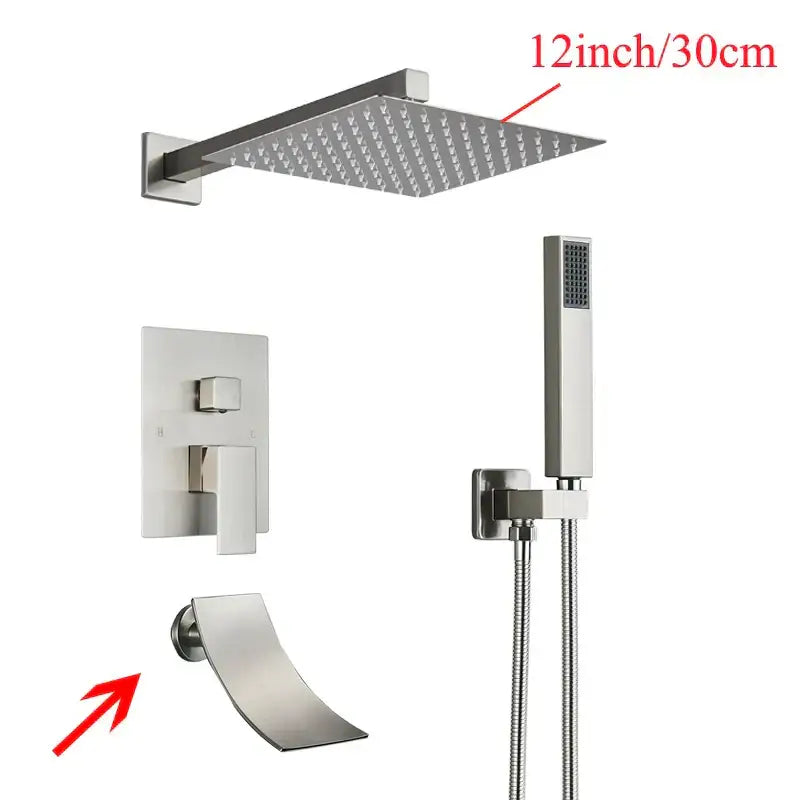 Modern black wall mounted shower system bathroom rainwater faucet