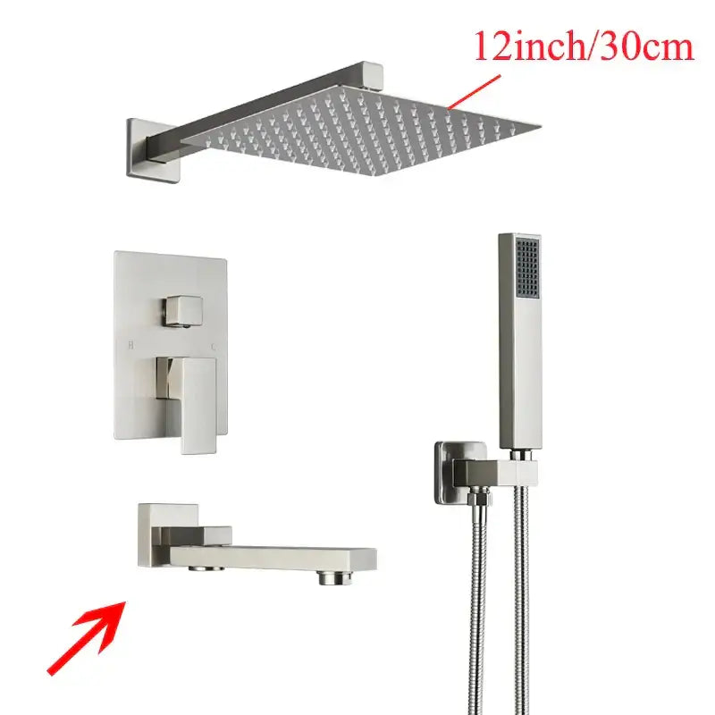 Modern black wall mounted shower system bathroom rainwater faucet