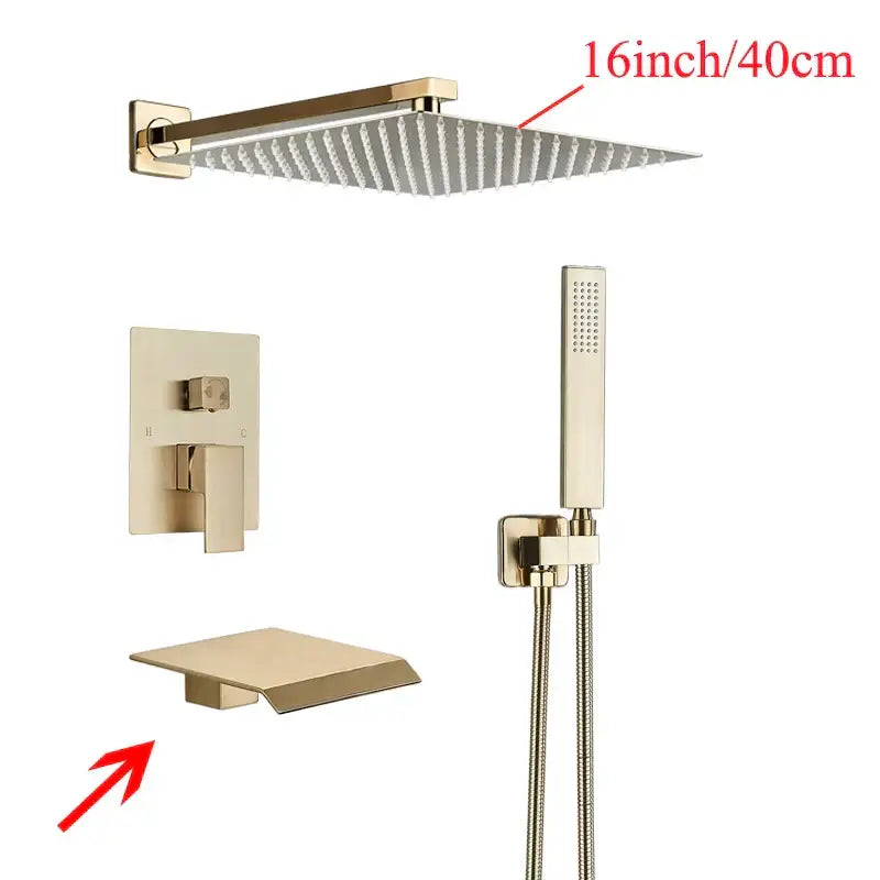 Modern black wall mounted shower system bathroom rainwater faucet