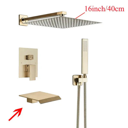 Modern black wall mounted shower system bathroom rainwater faucet