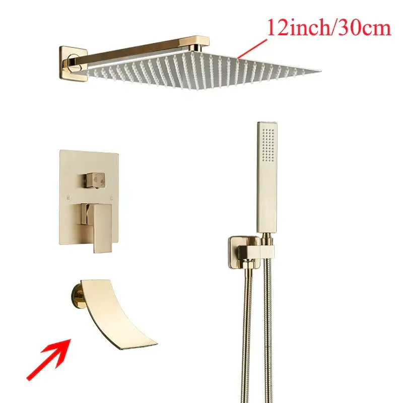 Modern black wall mounted shower system bathroom rainwater faucet