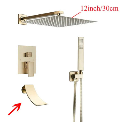 Modern black wall mounted shower system bathroom rainwater faucet
