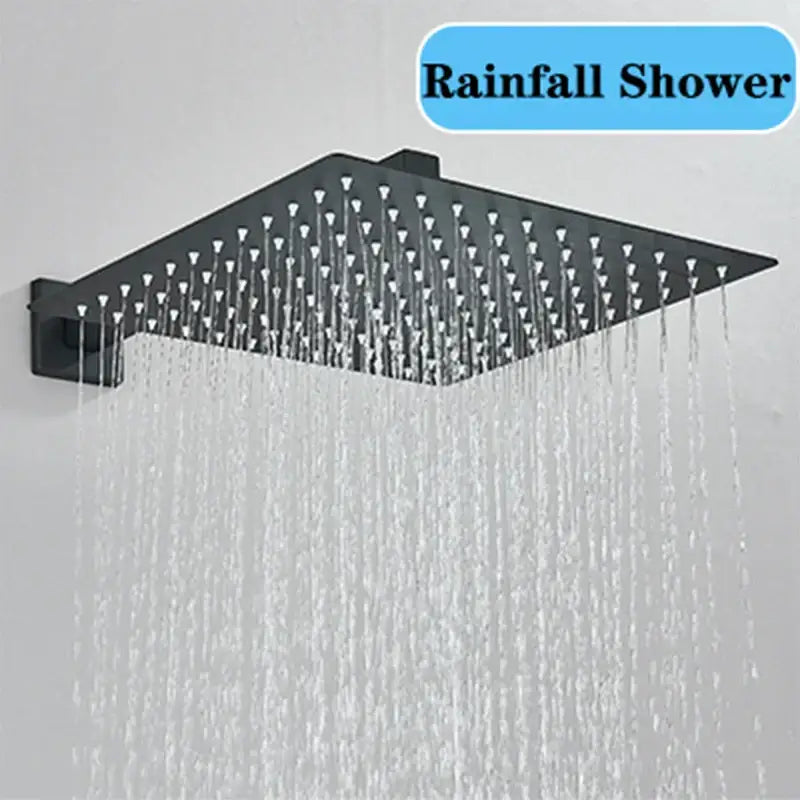 Modern black wall mounted shower system bathroom rainwater faucet