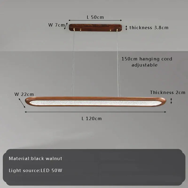 Modern black walnut wooden dining room led pendant lamp