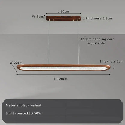 Modern black walnut wooden dining room led pendant lamp
