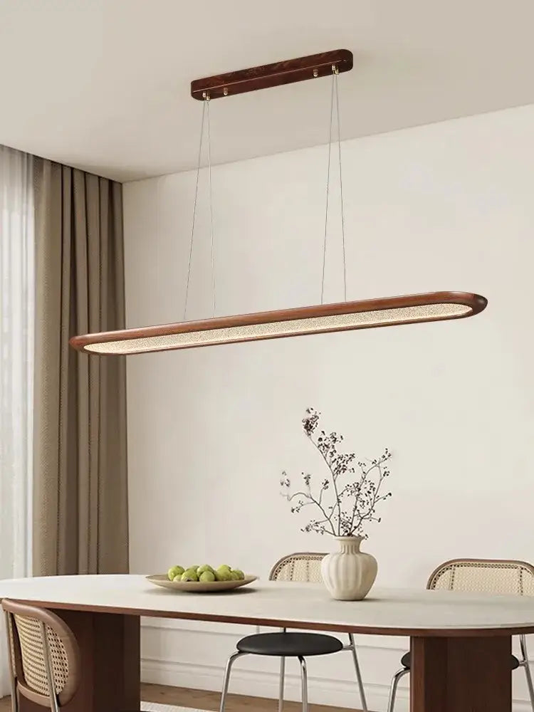 Modern black walnut wooden dining room led pendant lamp