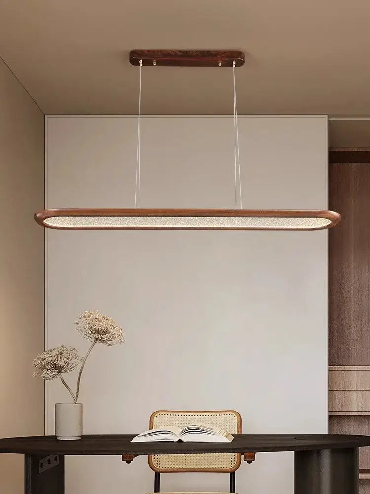 Modern black walnut wooden dining room led pendant lamp
