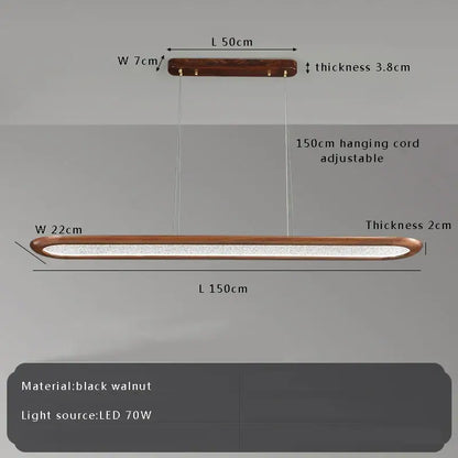 Modern black walnut wooden dining room led pendant lamp