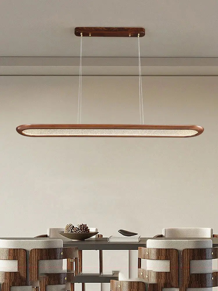 Modern black walnut wooden dining room led pendant lamp