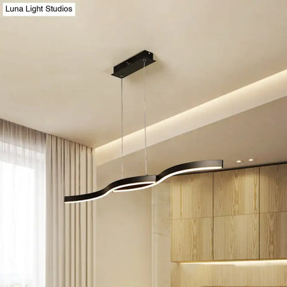 Modern black wave led hanging light fixture kitchen pendant