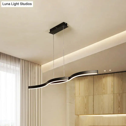 Modern black wave led hanging light fixture kitchen pendant