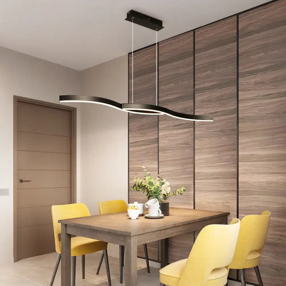 Modern black wave led hanging light fixture kitchen pendant