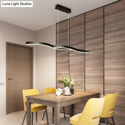Modern black wave led hanging light fixture kitchen pendant