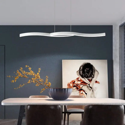 Modern black wave led hanging light fixture kitchen pendant