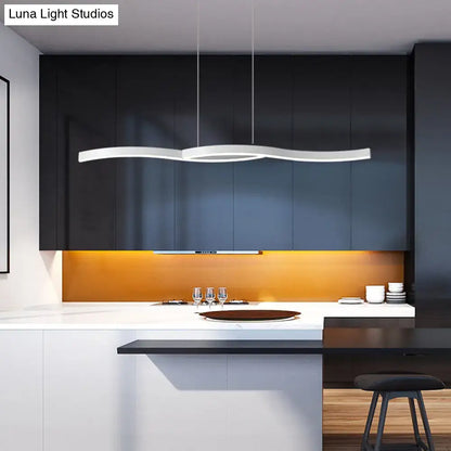 Modern black wave led hanging light fixture kitchen pendant