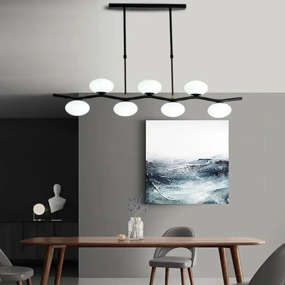 Modern black wavy pendant light – dining room glass globe chandelier