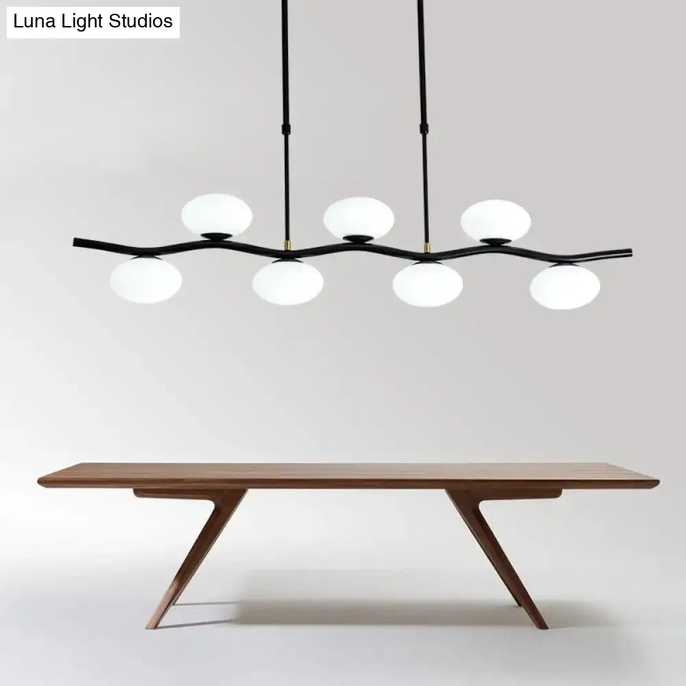 Modern black wavy pendant light – dining room glass globe chandelier