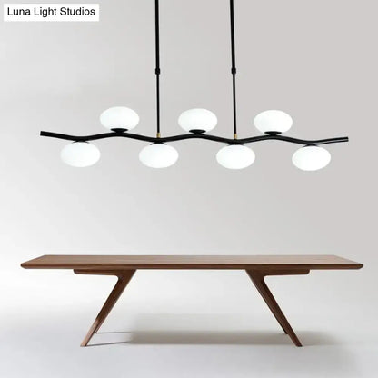 Modern black wavy pendant light – dining room glass globe chandelier