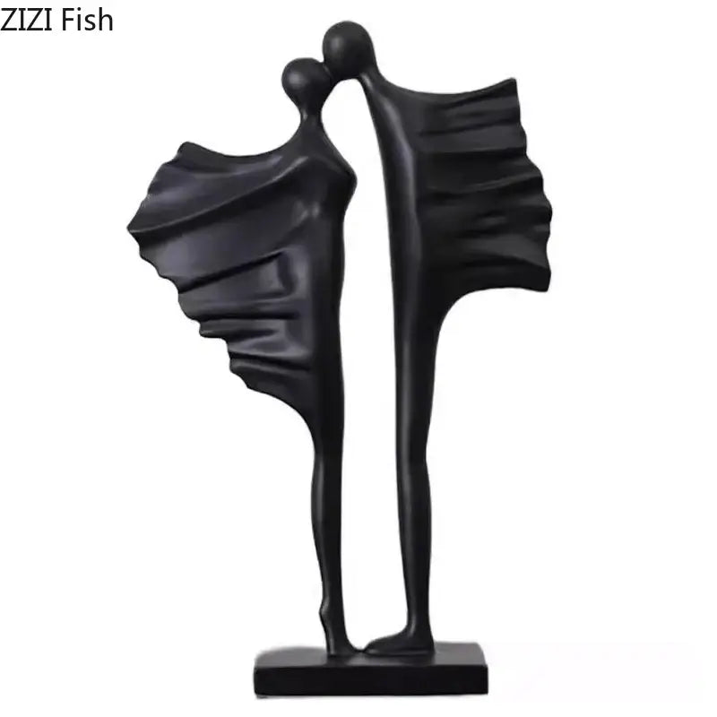 Modern black & white abstract lovers resin sculpture living room decor