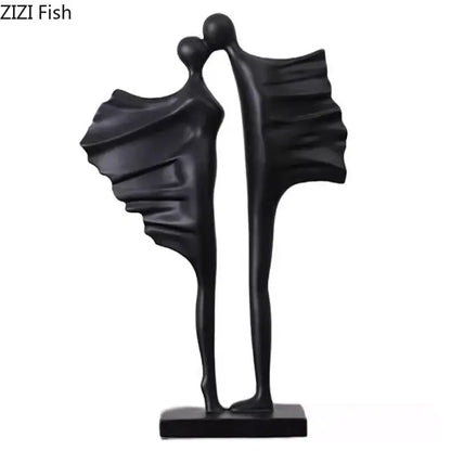 Modern black & white abstract lovers resin sculpture living room decor