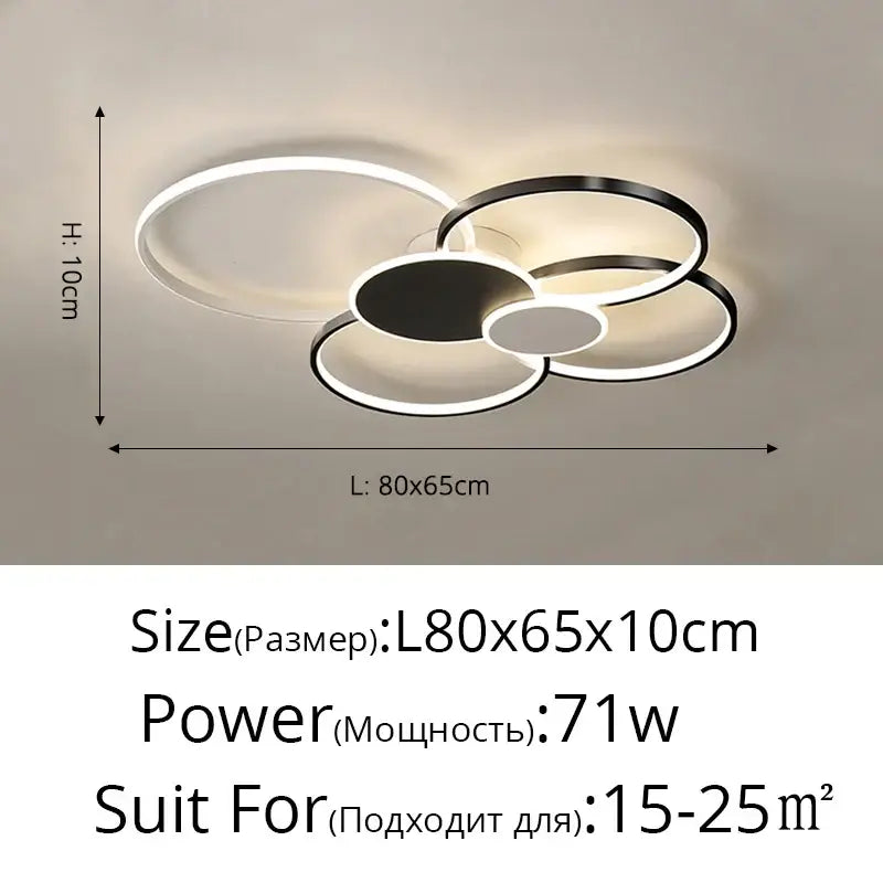 Modern black & white acrylic chandelier light for living room