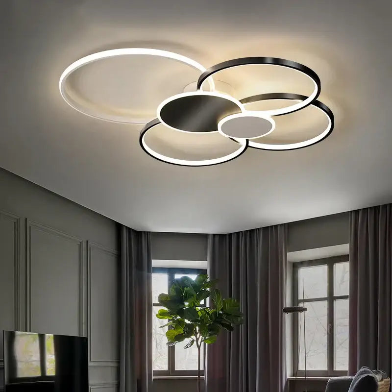 Modern black & white acrylic chandelier light for living room