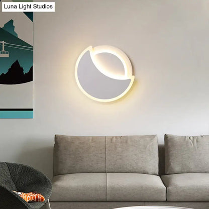 Modern black & white acrylic eclipse wall sconce bedroom light