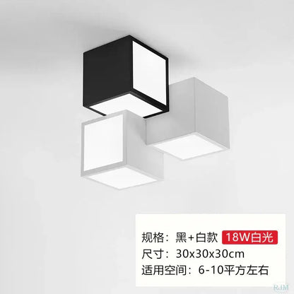 Modern black & white acrylic led ceiling light bedroom cube design