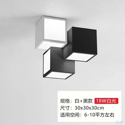 Modern black & white acrylic led ceiling light bedroom cube design
